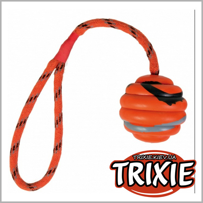 ТРИКСИ Украина - Волнистый мяч на веревке для собак TRIXIE
