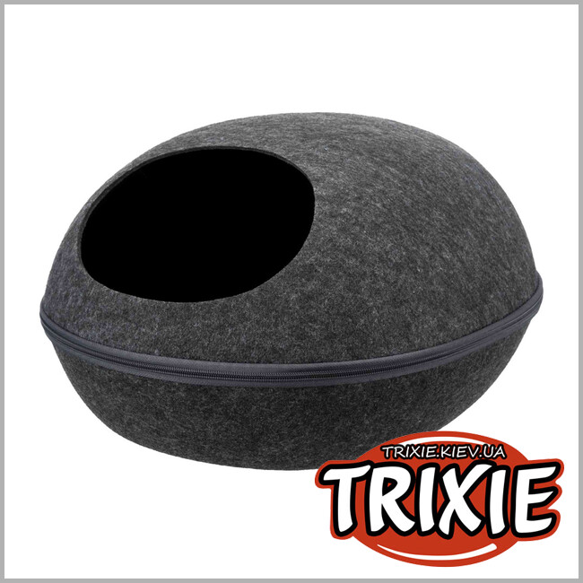 ТРИКСИ Украина - 2в1 Домик  пещера c застёжкой  Trixie Liva Cave (войлок антрацит 24*40*47cм)