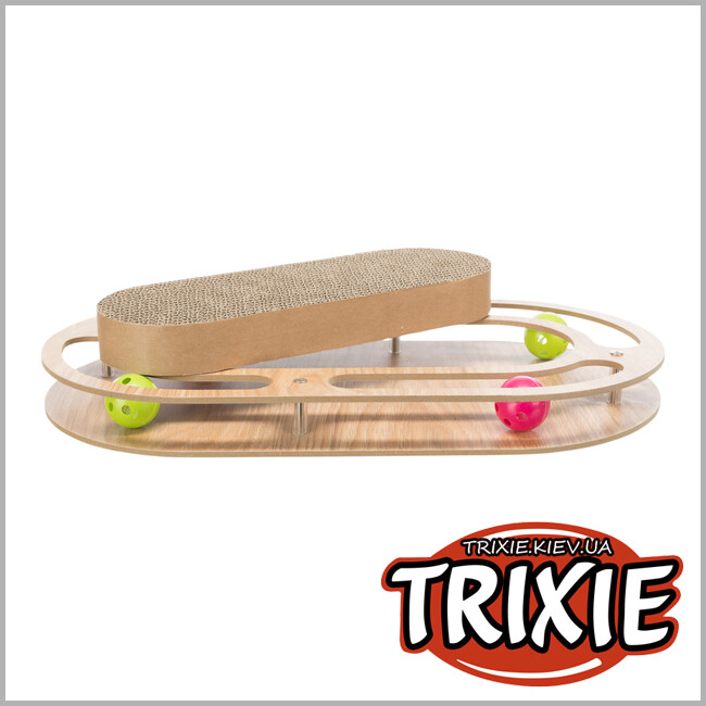 ТРІКСІ Україна - Дерев'яний драпак з іграшками Trixie Scratching Cardboard with Wooden Frame (46*4*25см)