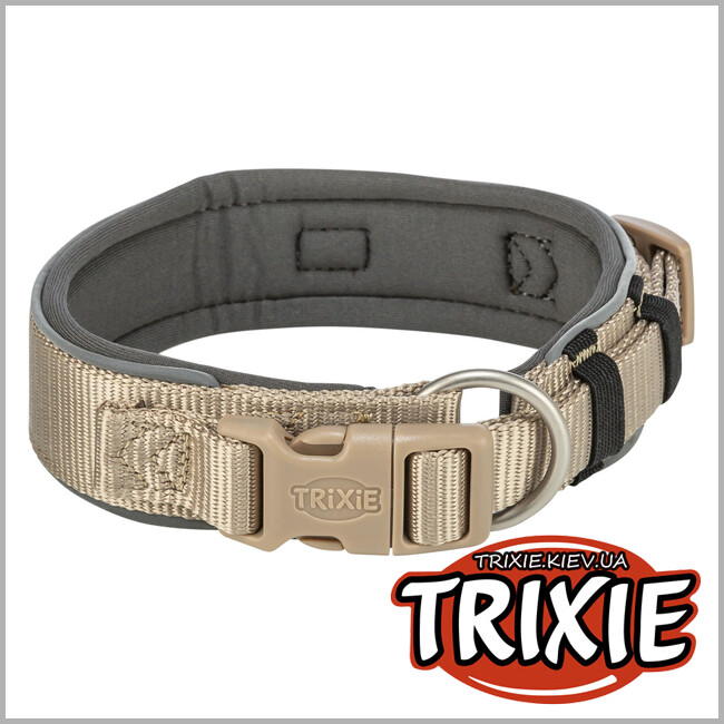 ТРИКСИ Украина - Ошейник Trixie Premium для собак экстраширокий L 46–55 см 50 мм песочно-серый