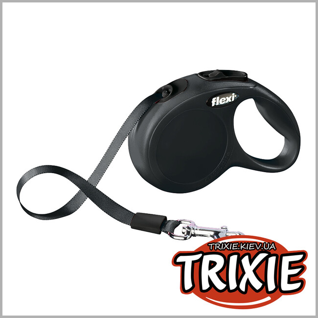 ТРИКСИ Украина - Флекси TRIXIE - New CLASSIC COMPACT (XS: 3м/до 12кг, чёрный)