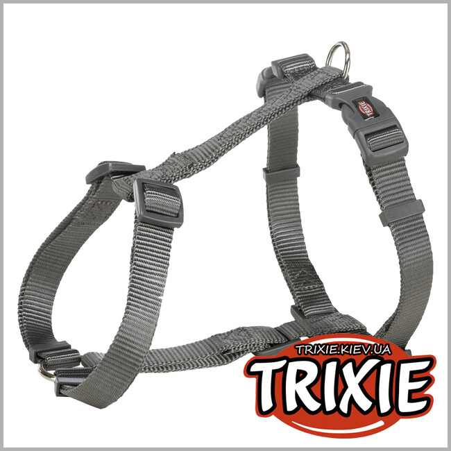 ТРИКСИ Украина - Шлей-восьмерка для собак Trixie 203216 Premium Н-образная графитовая нейлон размер XS-S 30-44 см/10 мм