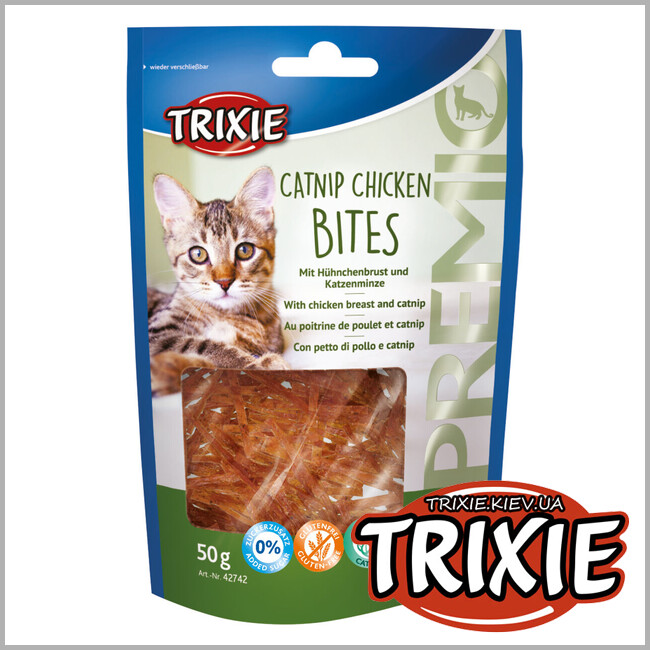 ТРИКСИ Украина - Лакомство для кошек Trixie 42742 Catnip Chicken Bites куриная грудка и кошачья мята 50г
