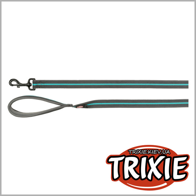 ТРИКСИ Украина - Поводок для собак Trixie 207513 "Fusion" длинный, L-XL: 1.80м/25мм, графит/океан