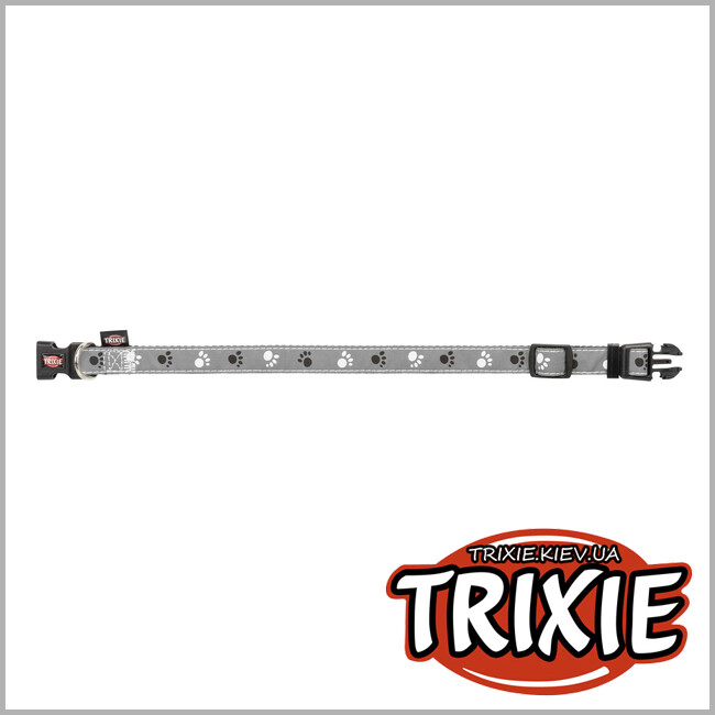 ТРИКСИ Украина - Ошейник для собак Trixie 12223 Silver Reflect с лапами светоотражающий серый размер M-L 35-55 см/20 мм