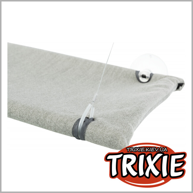 ТРИКСИ Украина - Лежак TRIXIE с креплением на окно (велюр, 50х30см,серый, до 12 кг)