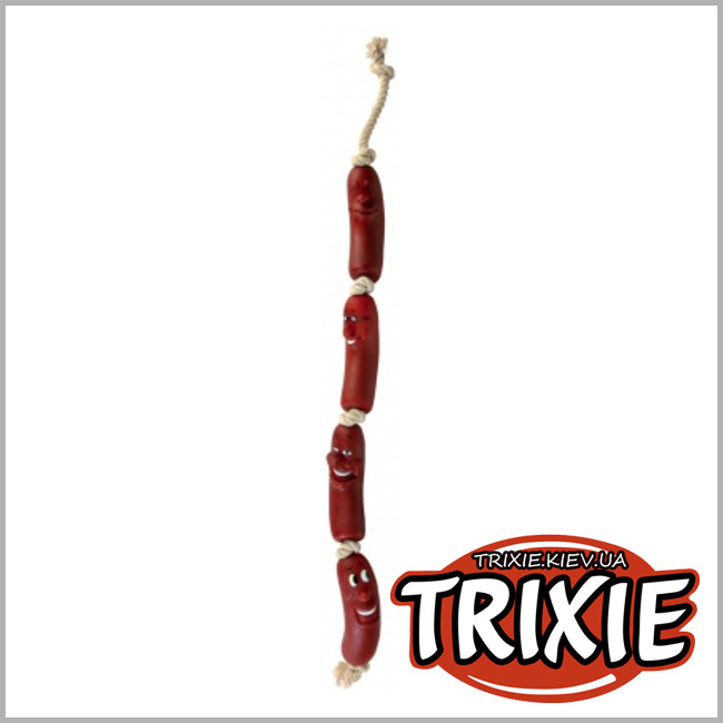 ТРИКСИ Украина - Игрушка для собак TRIXIE - 4 сосиски на веревке (Длина: 75см)