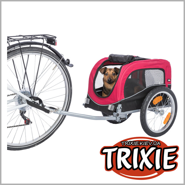 ТРИКСИ Украина - Велоприцеп Trixie 12814 для перевозки животных, М: 63х68х75/137 см, черный/красный