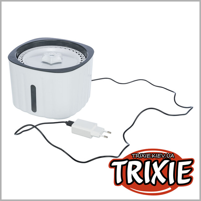 ТРИКСИ Украина - Поилка-фонтан Trixie 24446 Flower для кошек белый/серый пластик 2 л 18,5х13х18,5 см