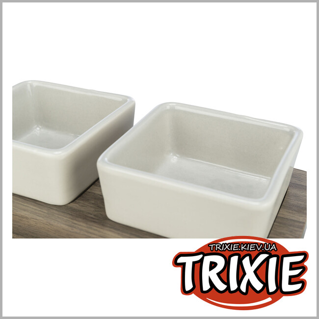 ТРИКСИ Украина - Миски на подставке "CityStyle" Trixie 24824 (керамика/МДФ, 2х0,4л/12х12 см/30х4х15 см), белый