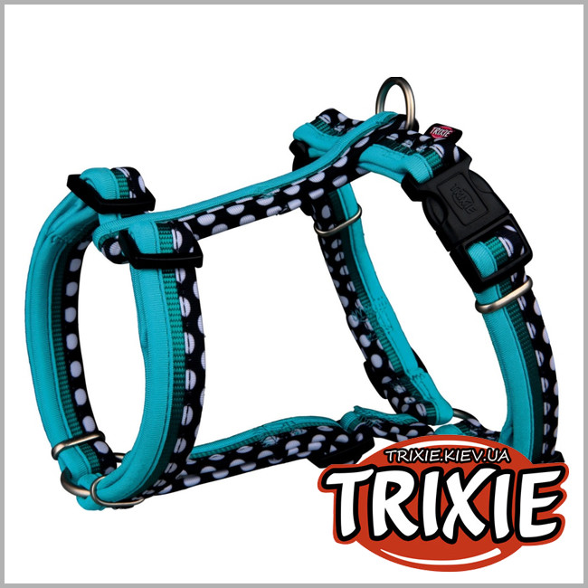 ТРІКСІ Україна - Шлей для собак TRIXIE Freshline Spo (Розмір: 75–100 см/25 мм, аквамарин/бірюзовий/чорний, нейлон)