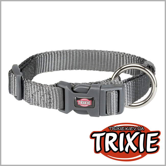 ТРИКСИ Украина - Ошейник для собак  Trixie 201516 Premium нейлон графитовый размер S-M 30-45 см/15 мм