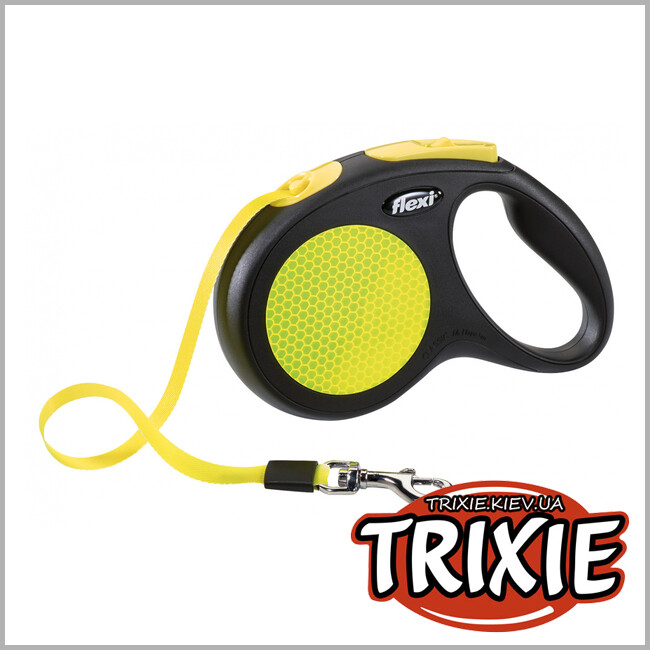 ТРИКСИ Украина - Флекси TRIXIE - New NEON (M: 5м, до 25кг, черный/неоновый желтый)
