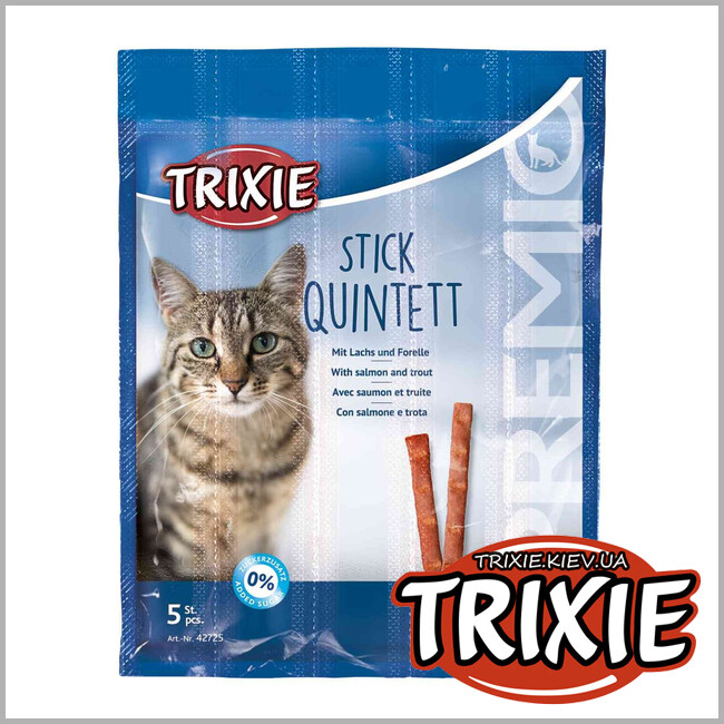 ТРИКСИ Украина - Лакомство для кошек Trixie 42725 PREMIO Stick Quintett лосось и форель 25г