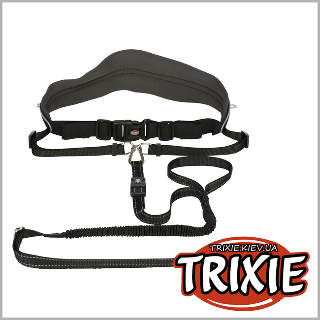 ТРИКСИ Украина - Поясной ремень:Trixie 12766 70-120см/12мм с поводком: 1.10м-1.50м/20мм,черный/графит