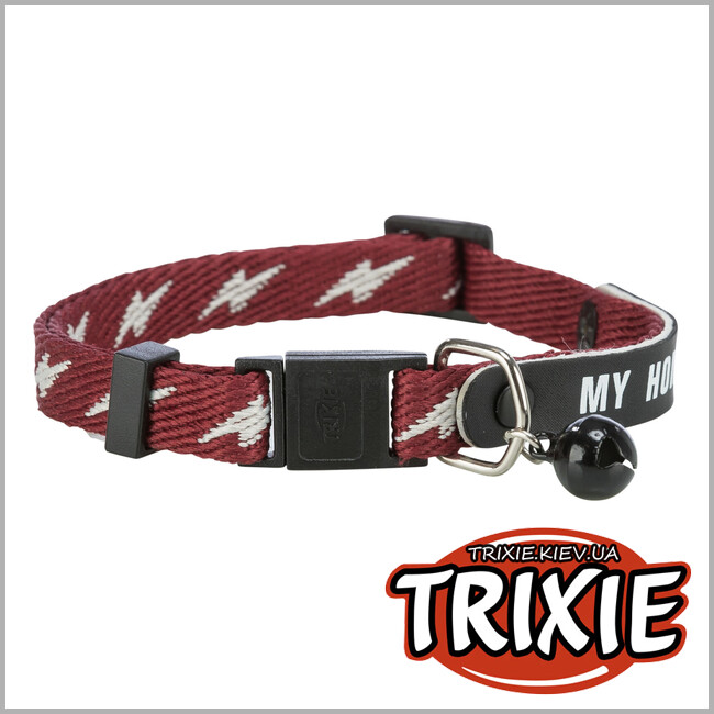 ТРИКСИ Украина - Ошейник Trixie 41778 для кошек с адресниками с рисунком молния, красный 60/210 мм