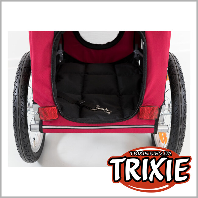 ТРИКСИ Украина - Велоприцеп Trixie 12813 для перевозки животных, S: 53х60х60/117см, черный/красный
