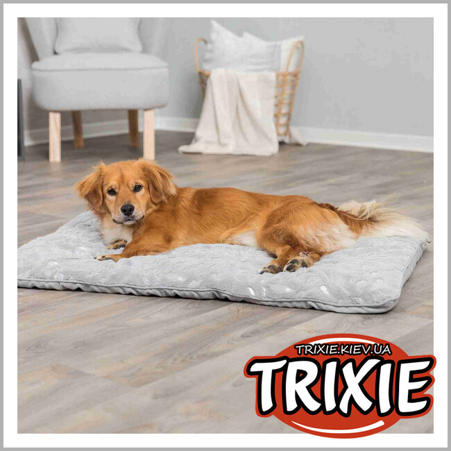 ТРИКСИ Украина - Лежак  Trixie Feather Lying Mat (плюш 100*70см серый/серебро)