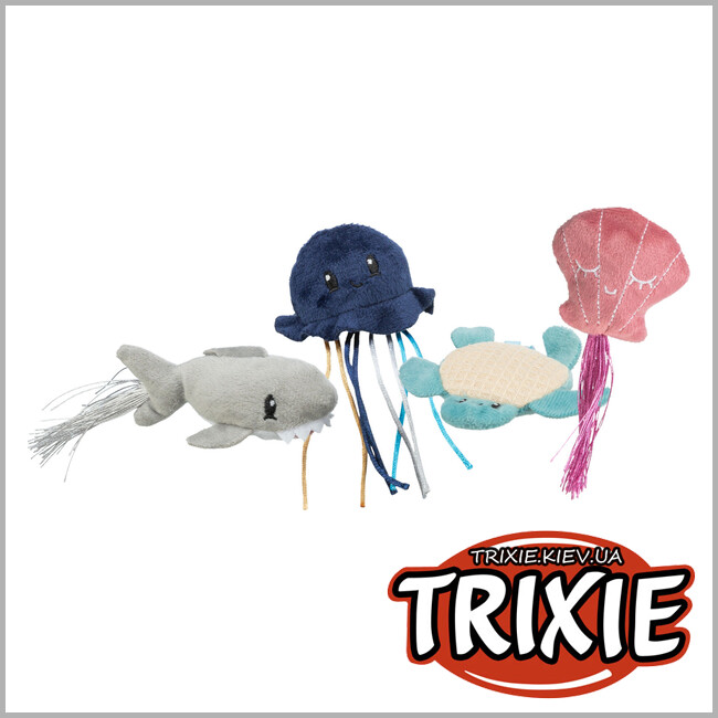 ТРІКСІ Україна - Іграшка для котів Trixie 45553 Морські звірі плюш з котячою м'ятою 5–8 см