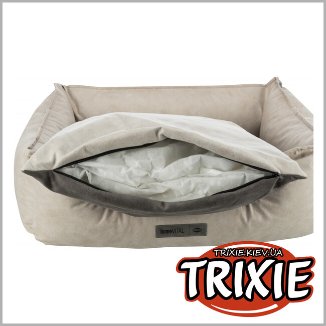ТРИКСИ Украина - Кровать Calito Vital для собак Trixie (велюр-кожзаменитель 60*50 песочный / серый )