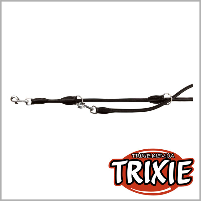 ТРИКСИ Украина - Регулируемый поводок для животных Trixie 16331 "Active", круглый, кожа, L-XL: 2.00м/13мм, черный