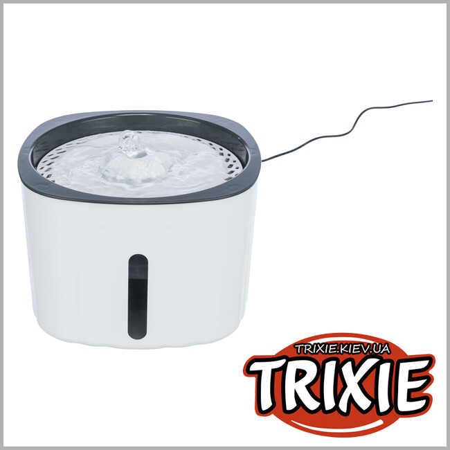 ТРИКСИ Украина - Поилка-фонтан Trixie 24446 Flower для кошек белый/серый пластик 2 л 18,5х13х18,5 см