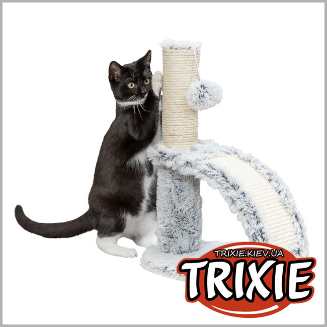 ТРІКСІ Україна - Драпак для котів Trixie 44574 Junior "Winnie" з масажною щіткою, 43см, біло-чорний