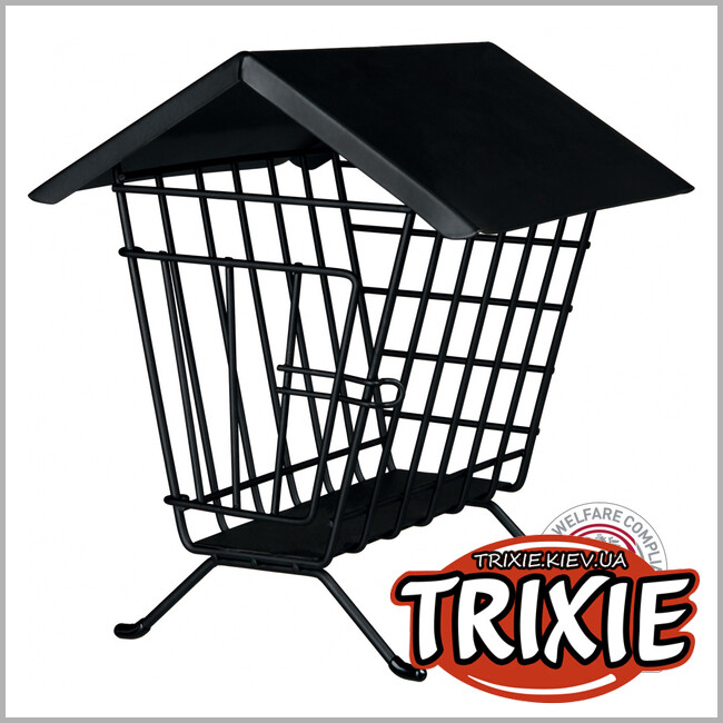 ТРІКСІ Україна - Годівля для сіна підлогова з дахом TRIXIE (метал, 20х23х20см, чорний)