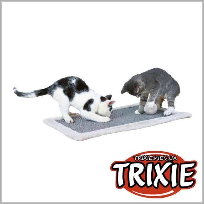ТРІКСІ Україна - Драпак - килимок для котів Trixie 43110 з плюшевою рамкою, 55х35 см, сірий/світло-сірий