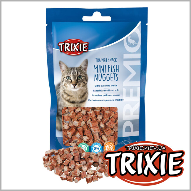 ТРИКСИ Украина - Лакомство для кошек Trixie 42741 Trainer Snack Mini Nuggets тунец + курица + кошачья мята 50г