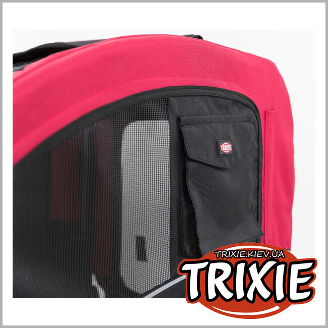 ТРИКСИ Украина - Велоприцеп Trixie 12814 для перевозки животных, М: 63х68х75/137 см, черный/красный