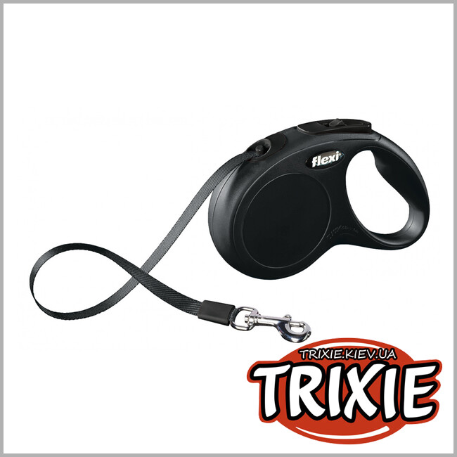 ТРИКСИ Украина - Флекси TRIXIE - New CLASSIC COMPACT (S: 5м/до 15кг, чёрный)