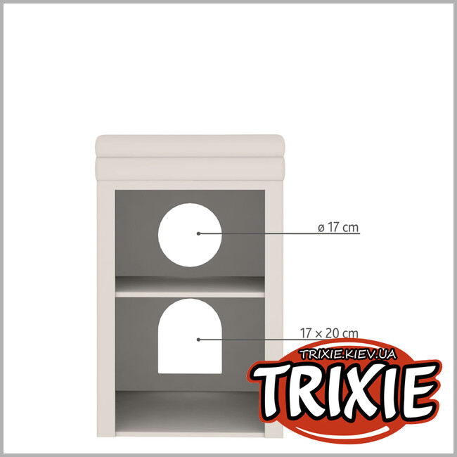 ТРІКСІ Україна - Дряпка-будиночок Trixie 44433 Saul для котів сизаль/плюш сіра/біла 39х39х64 см