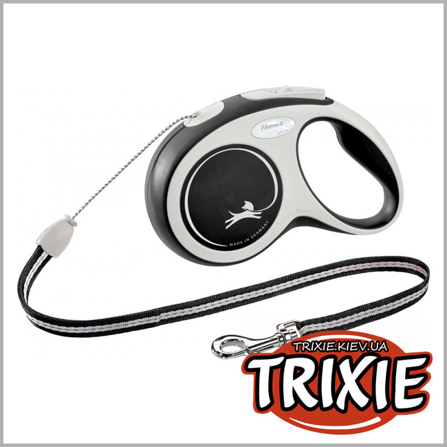 ТРИКСИ Украина - Флекси New COMFORT Trixie  (S, 8м/до 12кг, черный)