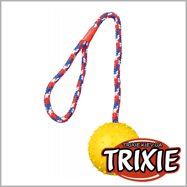 ТРИКСИ Украина - Резиновый мяч на веревке  Trixie Ball on a Rope ( 7cm / 30см)