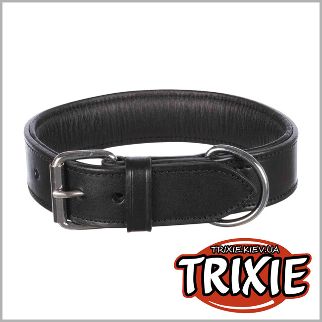 ТРИКСИ Украина - Ошейник кожаный для собак TRIXIE (L: 45-55 cm/40 mm, черный)