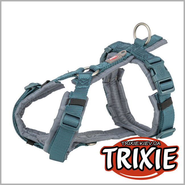 ТРІКСІ Україна - Шлея для собак Trixie 1997232 Premium трекінгова M 53–64 см 20 мм синьо-сіра