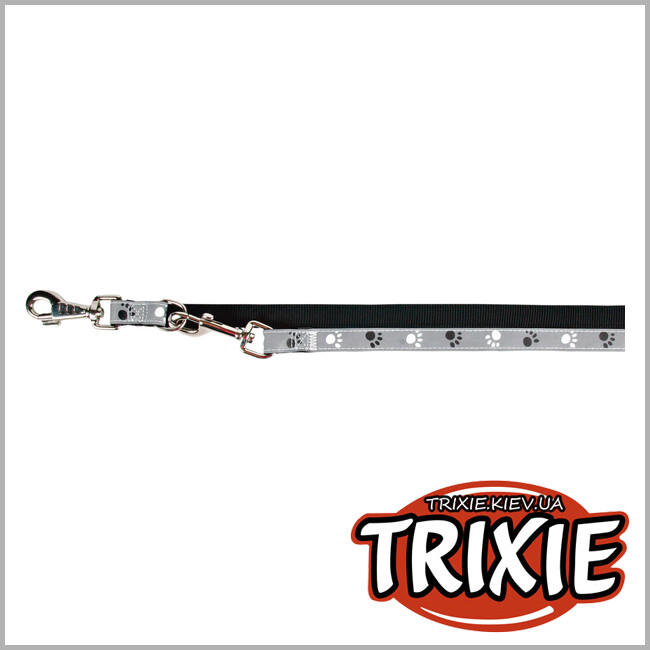ТРИКСИ Украина - Поводок-перестежка Trixie 12216 для собак Silver Reflect с лапками светоотражающая нейлона L-XL 2 м/25 мм