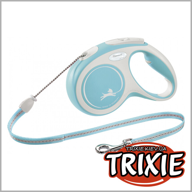 ТРИКСИ Украина - Флекси New COMFORT Trixie  (M, 5м/до 20кг, голубой)