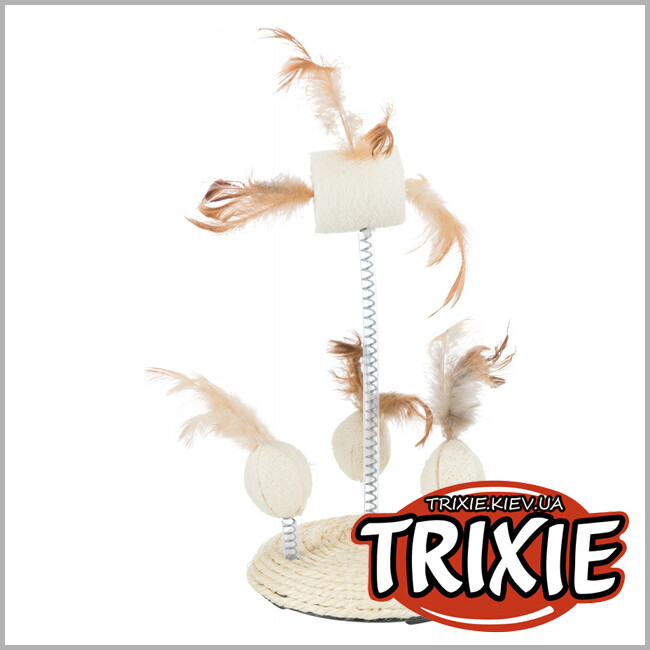 ТРІКСІ Україна - М'ячі з пір'ям на пружинах для кішки TRIXIE - сизаль/пір'я (15*30см)