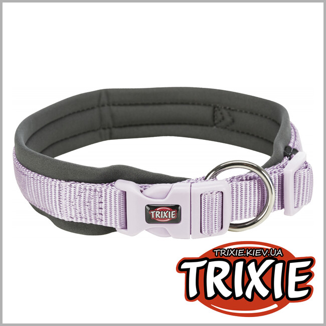 ТРІКСІ Україна - Нашийник Premium з неопреновою підкладкою TRIXIE (M–L: 42–48см/20мм, бузок/графіт)