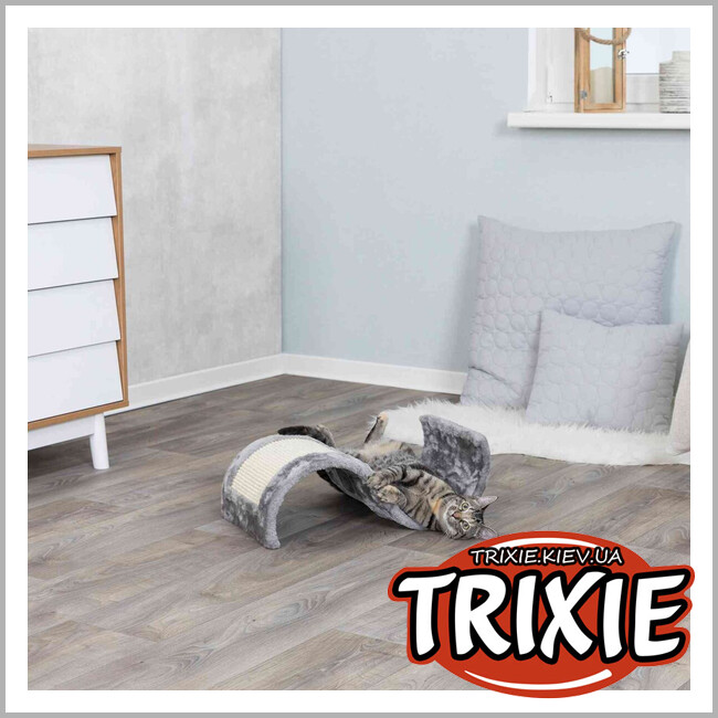 ТРІКСІ Україна - Дряпка-хвиля для котів 43262 Trixie Wave плюш/сизаль сіра 29x18x50 см