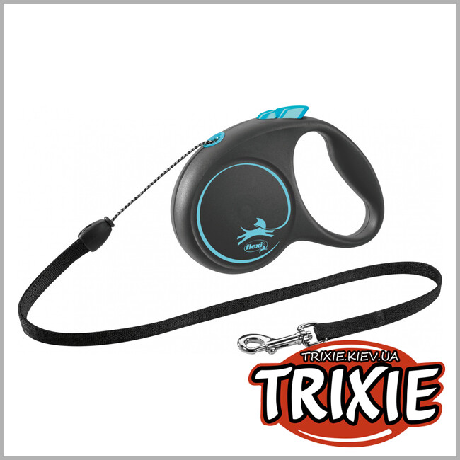 ТРИКСИ Украина - Флекси BLACK DESIGN-TRIXIE  (S: 5м/до 12кг, синий)