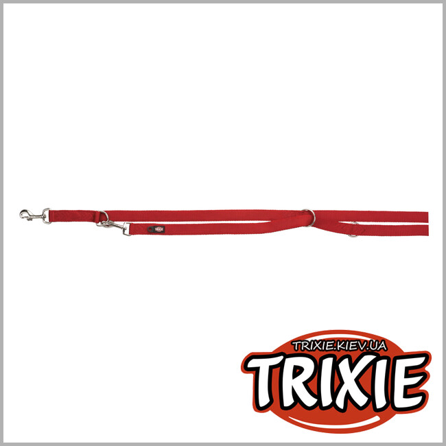ТРИКСИ Украина - Регулируемый поводок для собак Trixie 200803 "Premium" двухслойный, M-L: 2.00м/20мм, красный
