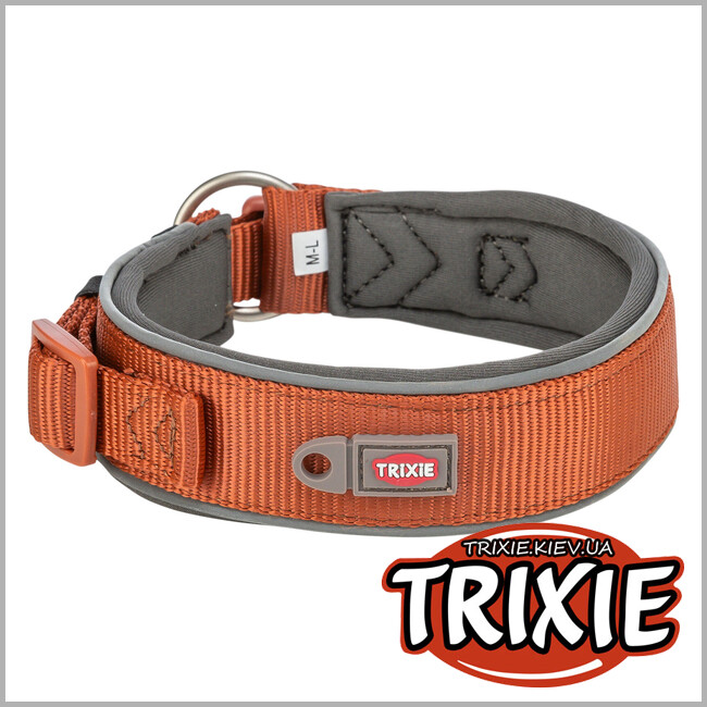 ТРИКСИ Украина - Ошейник для собак Trixie Premium экстраширокий M–L 40–48 см 40 мм рыже-графитовый