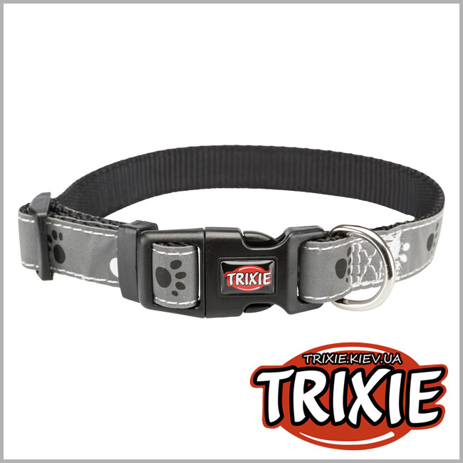 ТРИКСИ Украина - Ошейник для собак Trixie 12221 Silver Reflect с лапами светоотражающий серый размер XS-S 22-35 см/15 мм