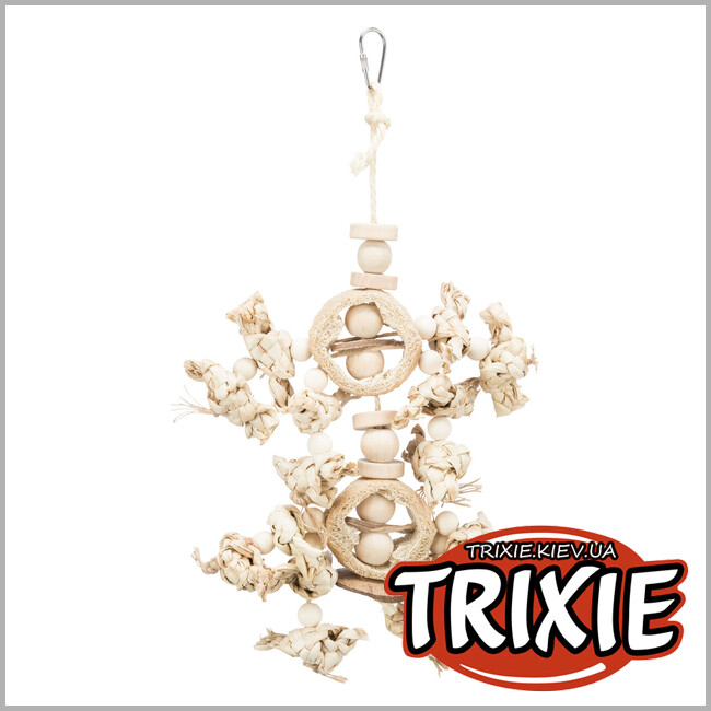 ТРИКСИ Украина - Натуральная игрушка Trixie 58997 для попугаев (банановые листья/дерево/люфа), 42см