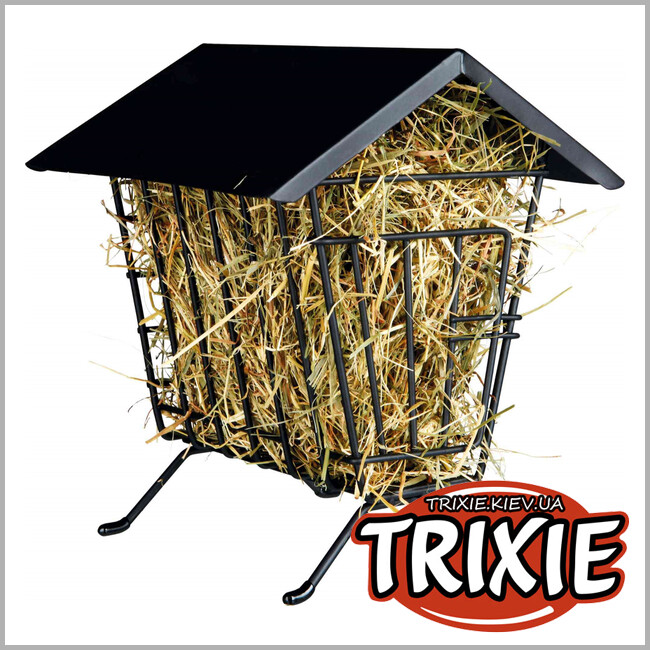ТРІКСІ Україна - Годівля для сіна підлогова з дахом TRIXIE (метал, 20х23х20см, чорний)