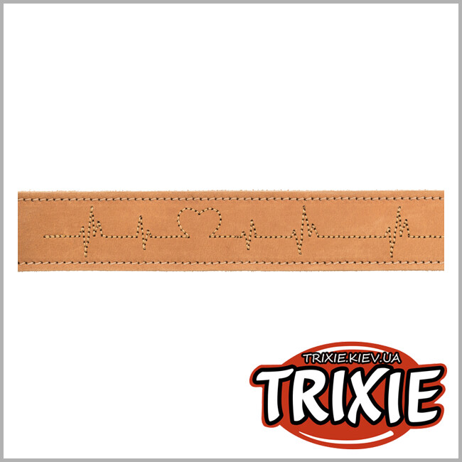 ТРИКСИ Украина - Ошейник Rustic из кожи Сердцебиение Trixie Heartbeat (кожа M : 38-47 см / 40 мм)