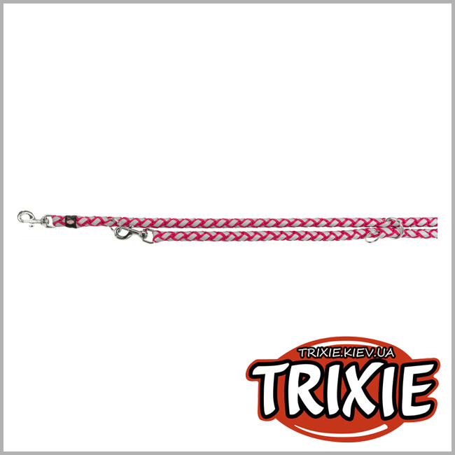 ТРИКСИ Украина - Поводок-перестежка Cavo-TRIXIE светоотражающая  (L-XL: 2.00м/18мм,фуксия)